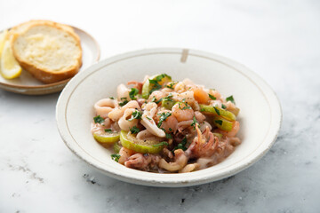 Wall Mural - Healthy seafood ragout with courgette