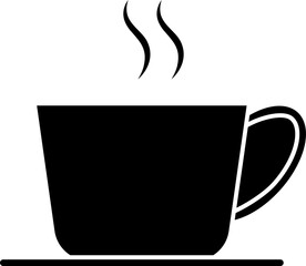 Sticker - Hot Coffee or Tea Cup Glyph Icon.