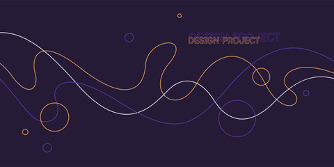 Wall Mural - wavy, wriggling lines on a dark background. abstract background with amorphous shapes. a template fo