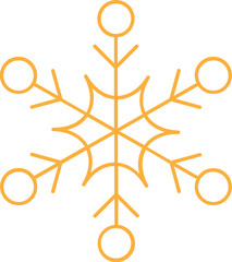 Sticker - Isolated Snowflake Yellow Thin Linear Icon.