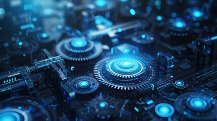 Abstract Digital Gear Network - A close-up abstract image of gears and circuitry, depicting a futuristic digital network. - A close-up abstract image of gears and circuitry, depicting a futuristic dig