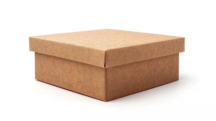 Canvas Print - Close up isolated brown box on white background