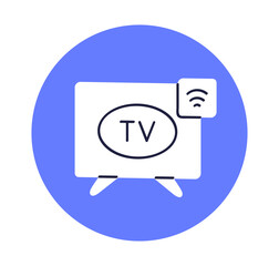 Wall Mural - tv icon. smart television for media entertainment, video streaming, broadcast. circle sticker, digit