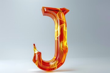 Wall Mural - The letter J is made of orange flames