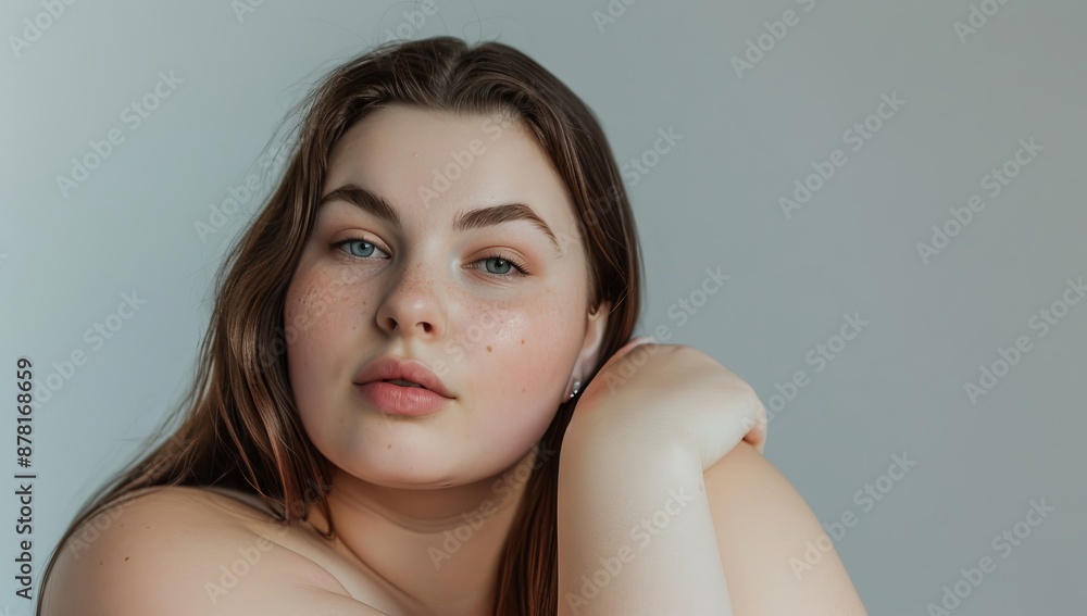 Skincare or salon beautiful curvy young woman with smooth skin portrait ...