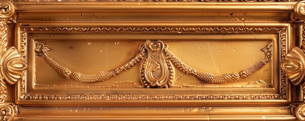 Wall Mural - gold frame with detailed engravings and ornate corner