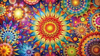 Sticker - Vibrant explosions of color against intricate patterns , explosion, burst, color, vibrant, dynamic, mesmerizing