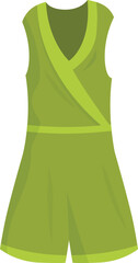 Green sleeveless dress with v neck and belt is being presented on mannequin, new collection for summer season