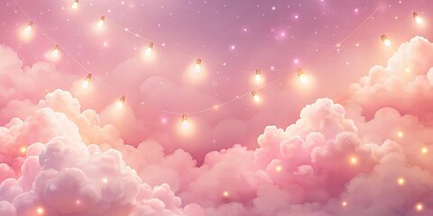 Wall Mural - Drawing of pink clouds in gentle colors with bright lights , pink clouds, gentle, colors, bright lights, drawing, sky, nature