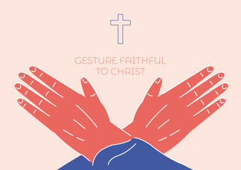 Wall Mural - Hand gesture of faithful to Christ