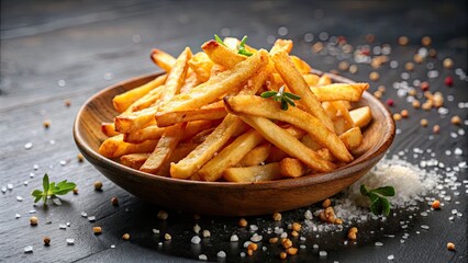 Wall Mural - Golden-brown french fries with crispy exterior seasoned with salt , fast food, snack, delicious, unhealthy, comfort food, appetizer