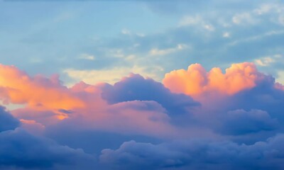 Wall Mural - The sky is filled with clouds and the sun is setting