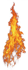 Tall flame burning upward, cut out - stock png.