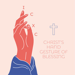 Wall Mural - Jesus hand gesture of blessing forming the shapes of His initials ICXC