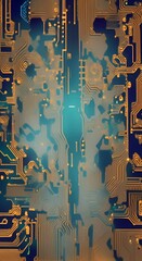 Wall Mural - Printed circuit board of the Technological Brain Vertical Concept of using data and algorithms AI learning and development Intelligent AI learning system Intelligent cybernetic brain 4k animation