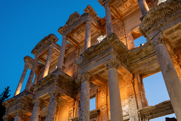 Wall Mural - Celsus library in the Ancient City of Ephesus with its magnificent view in night museums