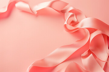 Wall Mural - Pink satin ribbon on a pink background
