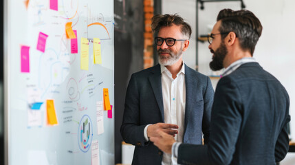 Canvas Print - Two men standing next to each other near a whiteboard