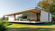 © angelo sarnacchiaro - Modern minimalist house, exterior view with lawn