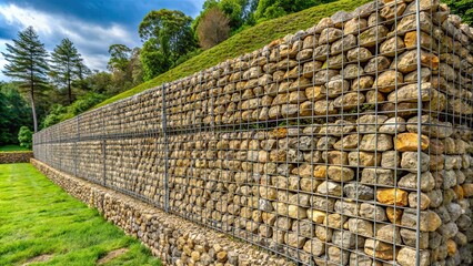 Protective gabion wall for erosion control and retaining walls, gabion, wall, erosion control, retaining wall, protection