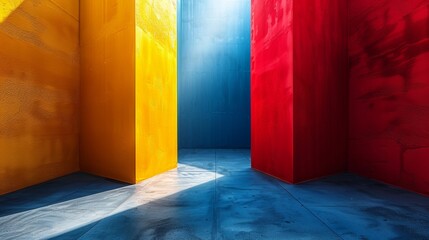 Wall Mural - a colored rectangle with these colors in specific order, blue, red, and yellow