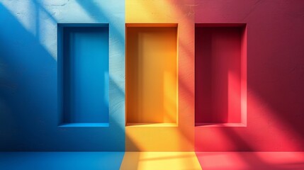 Wall Mural - a colored rectangle with these colors in specific order, blue, red, and yellow