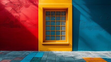 Wall Mural - a colored rectangle with these colors in specific order, blue, red, and yellow