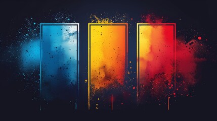 Wall Mural - a colored rectangle with these colors in specific order, blue, red, and yellow