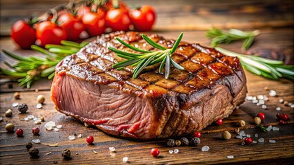 Canvas Print - Close up of a juicy, grilled beef steak, beef, meat, raw, cooking, grilling, barbecue, juicy, steak, food, protein, delicious