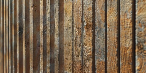 Wall Mural - A detail of a wooden wall with linear relief and texture