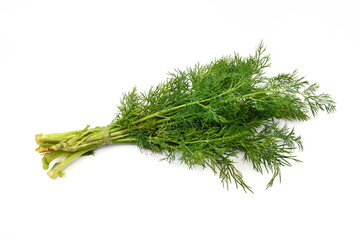 Wall Mural - bunch fresh green dill isolated on white background.