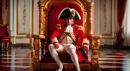 Canvas Print - Napoleon Bonaparte sitting on a throne.