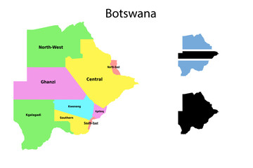 Naklejka na meble Botswana administrative divisions. Botswana flag and map illustration vector. Districts of Botswana