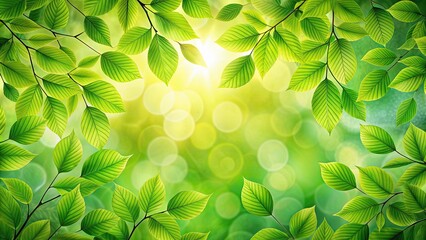 Poster - Background with bright green leaves, foliage, nature, botanical, forest, lush, vibrant, eco-friendly, organic, natural