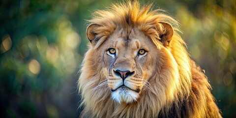 Wall Mural - close-up photo of a majestic lion in its natural habitat, lion, wildlife, predator, animal, nature, 