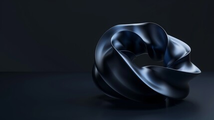 Wall Mural - abstract 3d shape on dark background with copy space