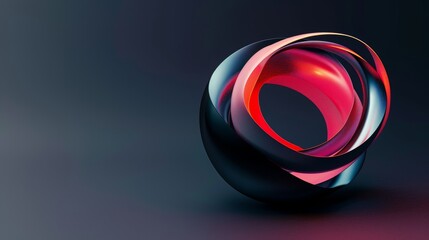 Wall Mural - abstract 3d shape on dark background with copy space