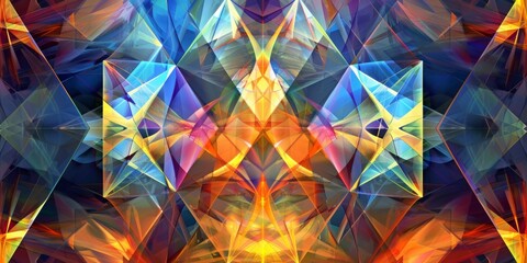 Wall Mural - abstract triangles, in the style of line art, transparency, multi color