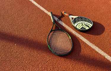 racket in the tennis court