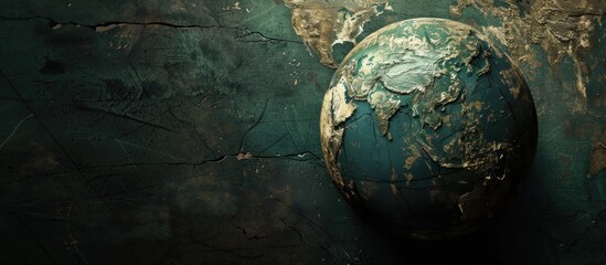 Cracked Earth Globe on Abstract Background