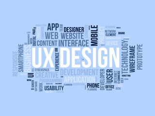 Wall Mural - ux design wordcloud template. web business concept vector background.
