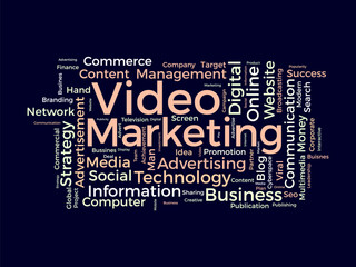 Wall Mural - Video Marketing wordcloud template. Business concept vector background.