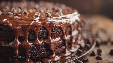 Wall Mural - Close-up of a Delicious Chocolate Cake