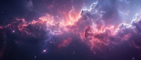 Wall Mural - A beautiful, colorful galaxy with pink and purple clouds