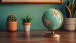 © pisan - A Vintage Globe on a Wooden Desk A Study in Location, History, and Exploration This informative image showcases a classic globe resting on a wooden desk, highlighting the importance of geography and