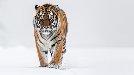 Sticker - Majestic Siberian Tiger Walking on Snow