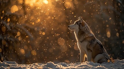 Canvas Print - Husky in Snowy Forest