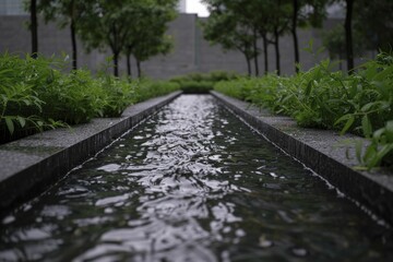 Wall Mural - Urban water conservation, showcasing strategies to save and efficiently use water in city environments