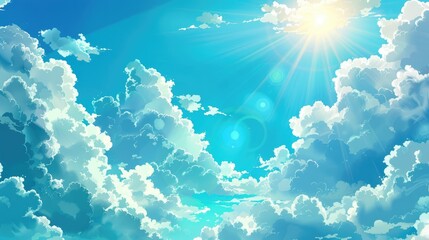 Canvas Print - Sunny day with blue sky white clouds and space for text