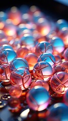 Sticker - a pile of shiny glass balls with a blue background.